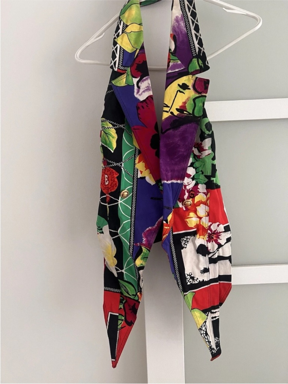 Floral Multicolor Silk Scarf Vest - Picture 5 of 7